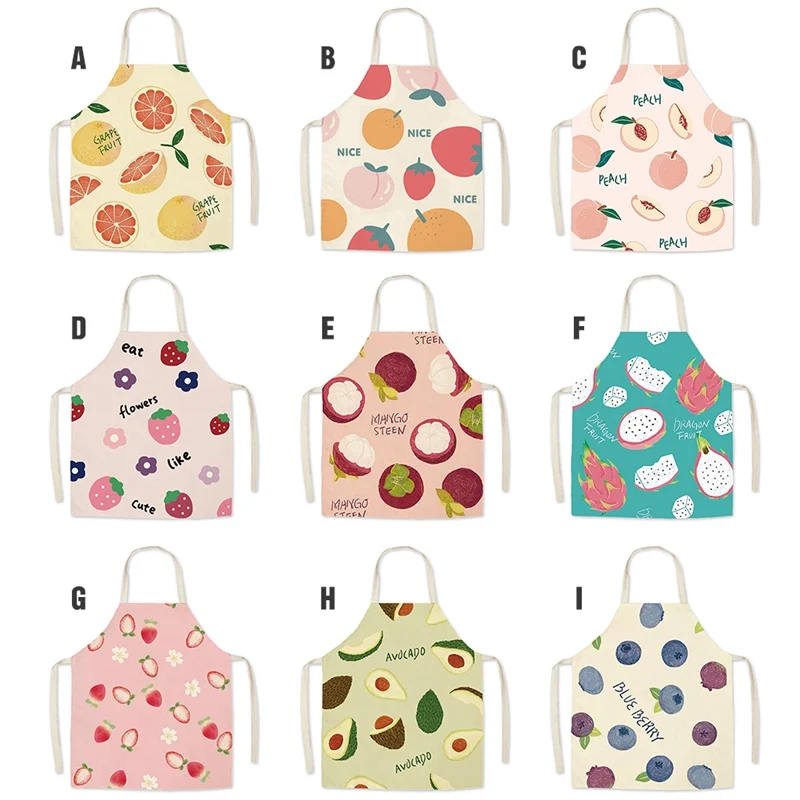 Фартук льняной с фруктовым узором фартук без рукавов принтом для взрослых