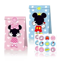 12pcs mickey minnie mouse party gift bag birthday favor bag kids treat goody candy bag with18 stickers for gifts party supplies