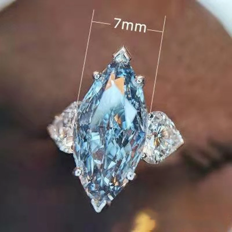 

Fashion Inlaid Blue Horse Eye Heart-shaped Zircon Ring, 6-10 Women's Zircon Ring,party Engagement Jewelry, Wedding Gift 1PC