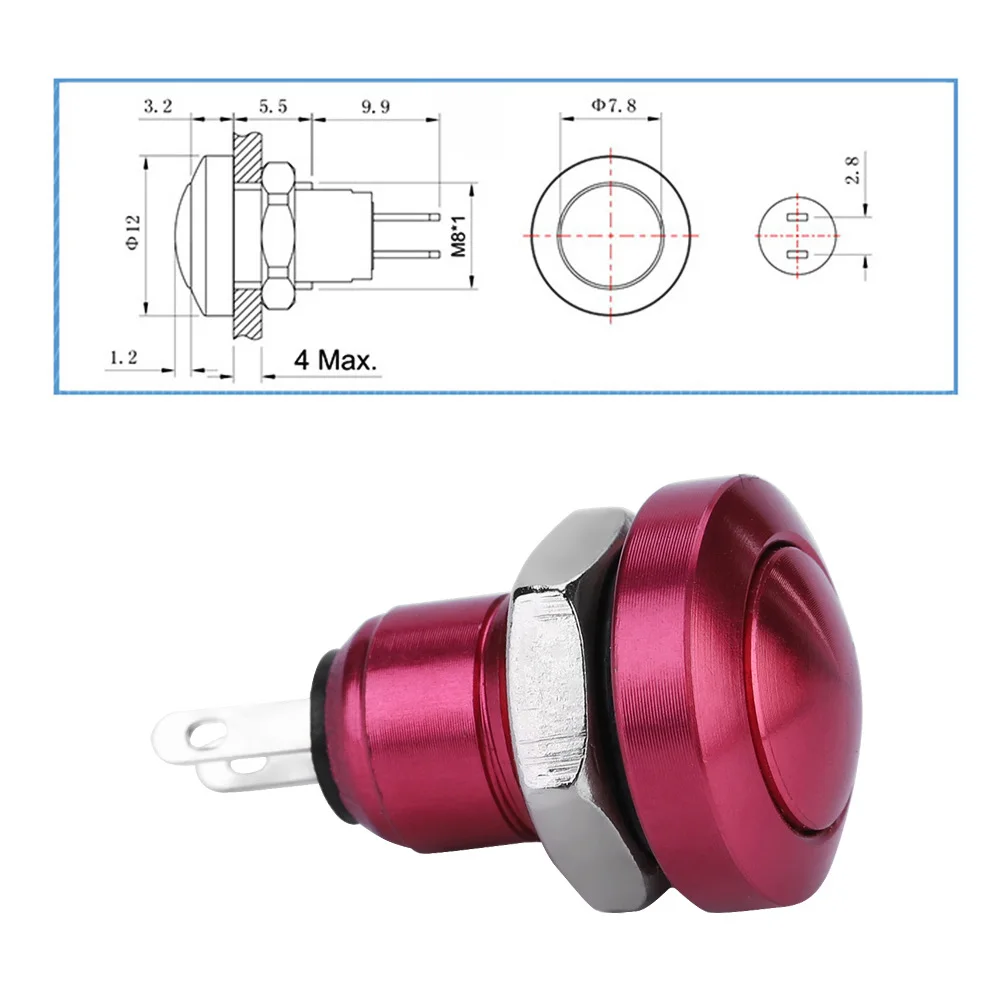 8mm Mini Momentary Push Button Built-In IP 65 Waterproof Ring Can Be Used For Horn Power Start Switch Of Your Vehicle | Автомобили и
