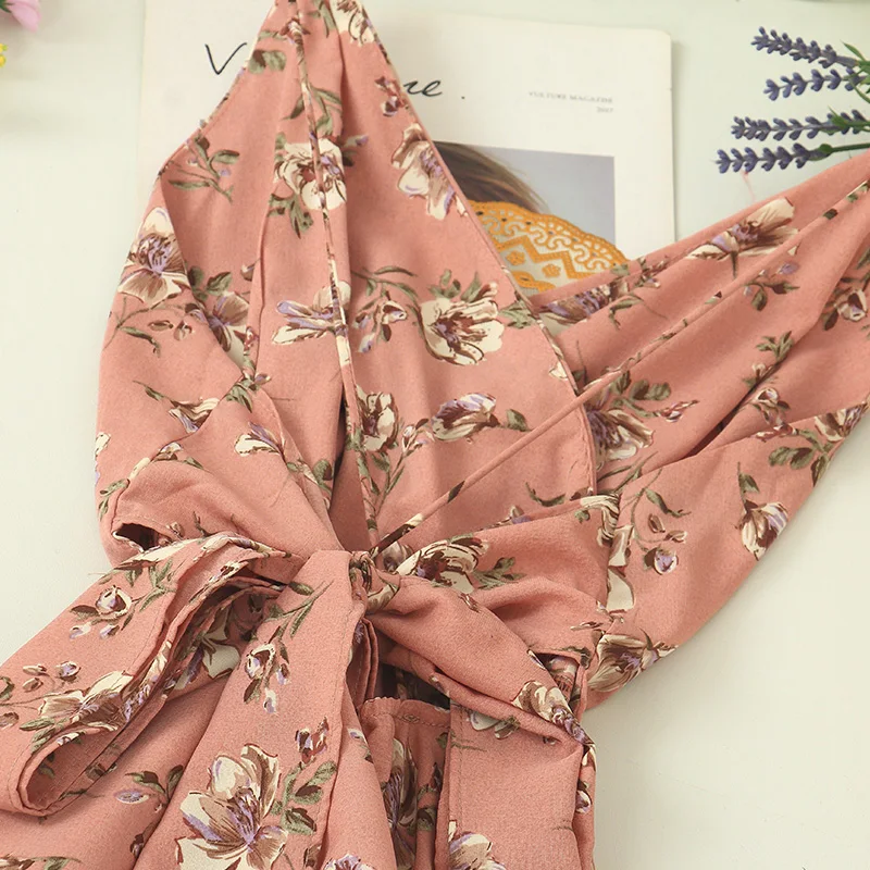 Женское длинное пляжное платье Fitaylor шифоновое макси на тонких бретельках с