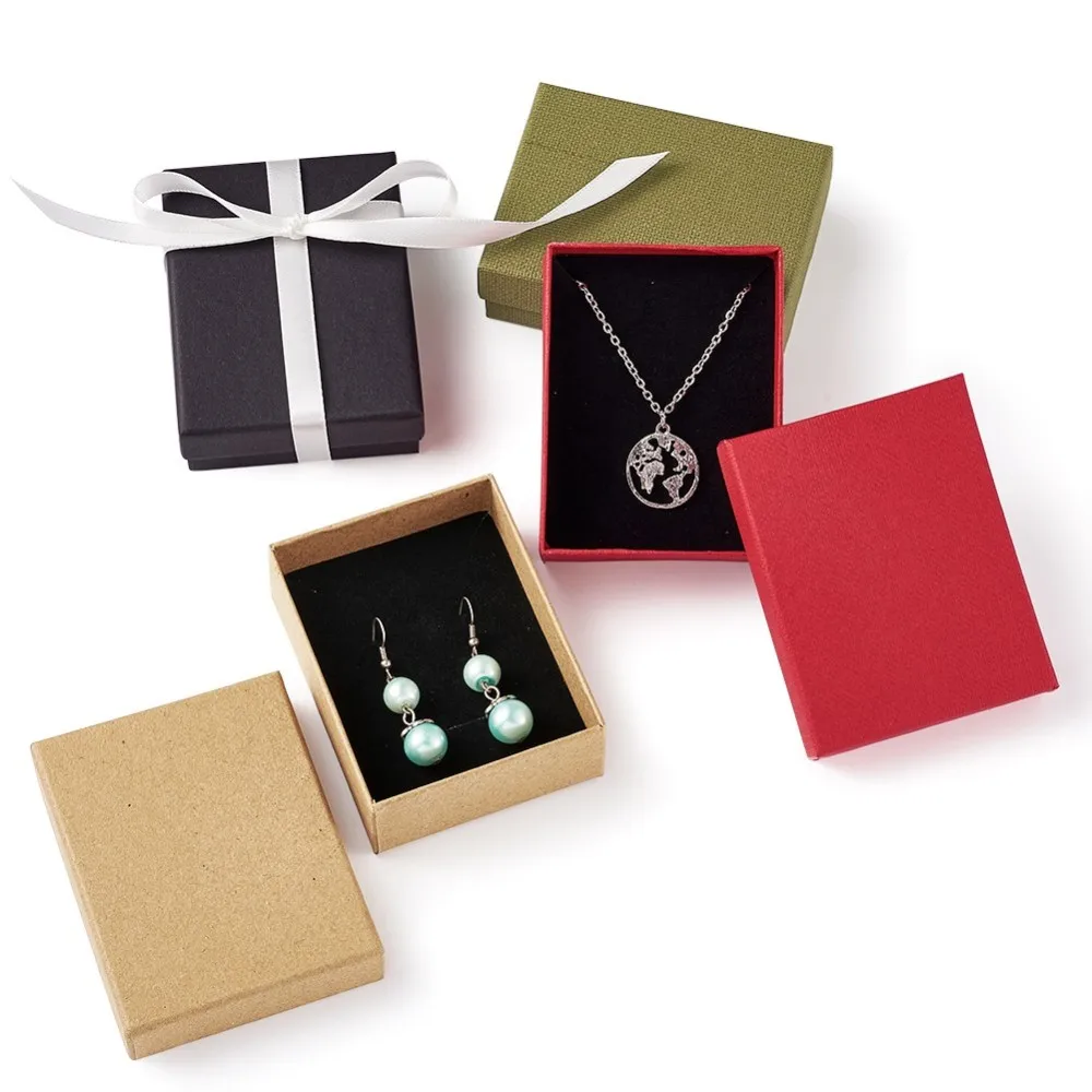 12 шт. картонная шкатулка для ювелирных изделий упаковка кольца ожерелья браслета