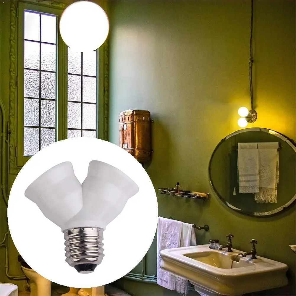 

1 шт. E27 белая основа лампы 2 преобразователя света устойчивый к высоким температурам и антивозрастной PBT анти-горение Q2D9