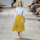 Желтая Тюлевая юбка с хризантемой, юбка А-силуэта, прозрачная бальная юбка с многослойными цветами для женщин, шикарная юбка большого размера