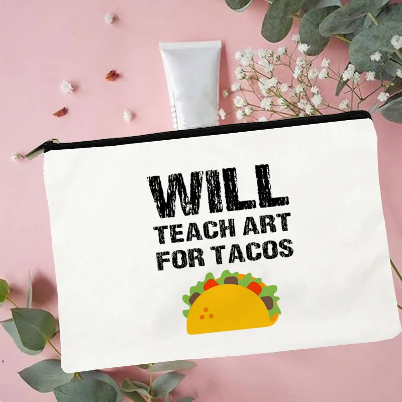 

Women Funny Teacher Printed Make up bag Fashion Women Cosmetics Organizer Bag for Travel Colorful Storage Bag for Lady Bag