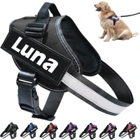 personalized dog harness no pull reflective breathable adjustable pet harness for dog vest id custom patch outdoor dog supplies