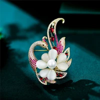 fashion opal corsage phoenix brooch pin luxury red zircons brooches for women clothing accessories animal broche christmas gifts