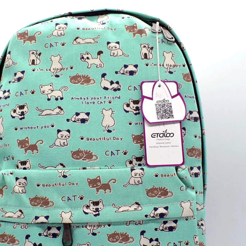 Женский рюкзак с принтом школьная сумка модный холщовый повседневные дорожные