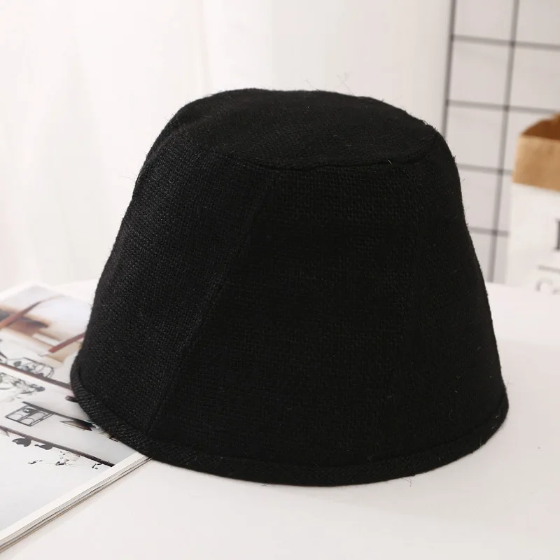 

Solid Color Linen Bucket Hat for Women Fashion Panama Splice Fishing Caps Outdoor Flat Beach Fisherman Hats Bonnet Femme Corras