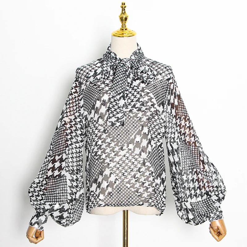 Женская клетчатая рубашка GALCAUR, асимметричная блузка с круглым вырезом и рукавами «летучая мышь», со стразами, со шнуровкой, осень 2020 от AliExpress RU&CIS NEW
