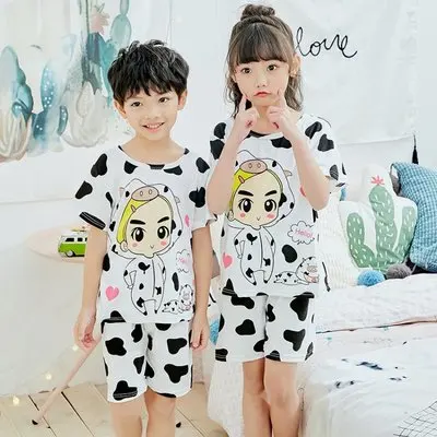 Детская одежда для сна мальчиков пижамы маленьких девочек новые летние