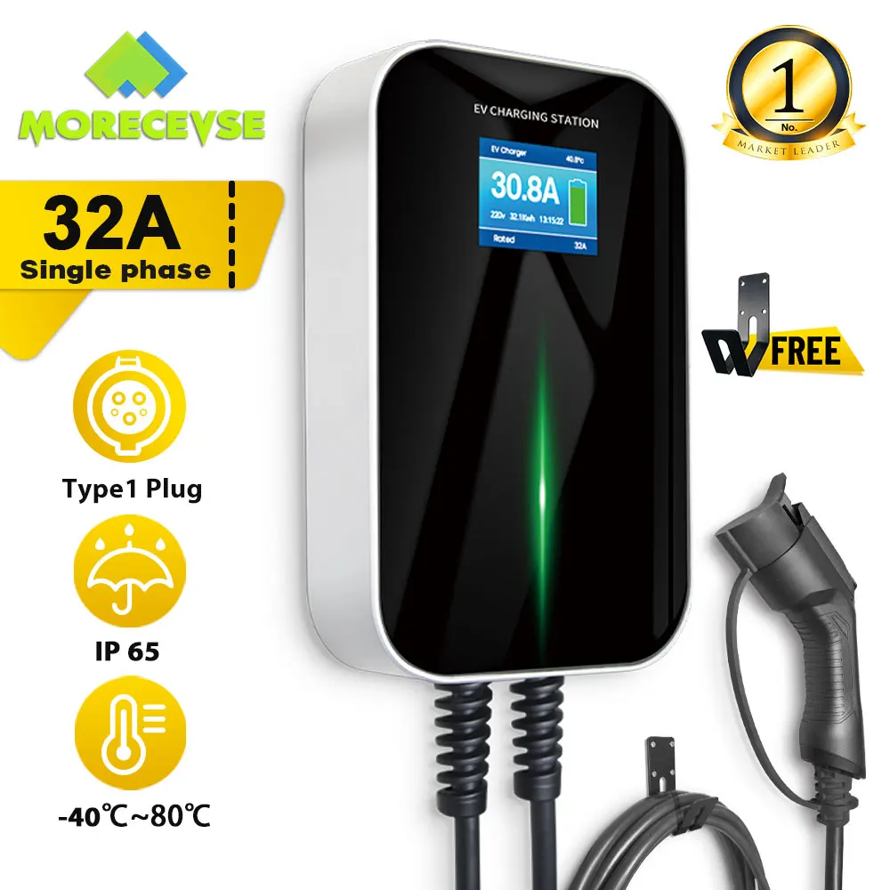 

32A 1Phase EVSE Wallbox EV Charger Electric Vehicle Charging Station with Type 1 Cable J1772 for Kia Soul Fiat 500E