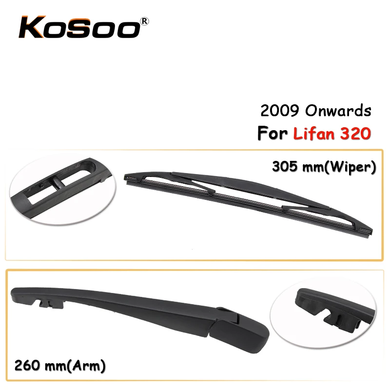 

KOSOO Auto Rear Car Wiper Blade For Lifan 320,305mm 2009 Onwards Rear Window Windshield Wiper Blades Arm,Car Accessories Styling
