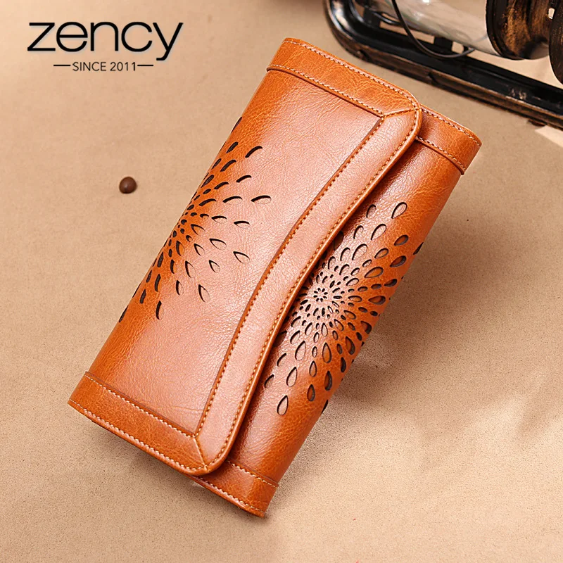 Длинный кошелек Zency из 100% натуральной кожи для женщин Модный вместительный