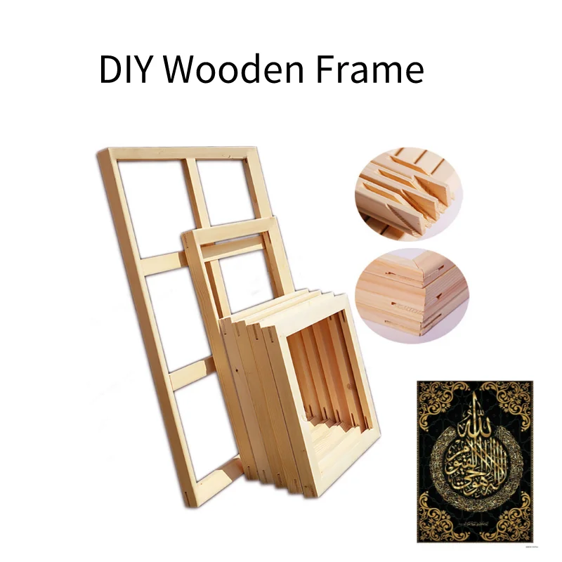 

DIY Natural Wooden Frame Home Decor Wood Photos Frame Canvas Painting Frame Poster Hanger for Bedroom Decoration