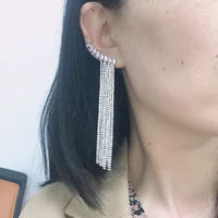 bilincolor silver color long tassel drop earrings for women