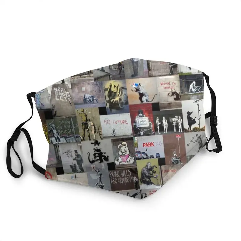 

Banksy Breathable Face Mask Adult Pop Street Art Dustproof Protection Cover Respirator Mouth-Muffle