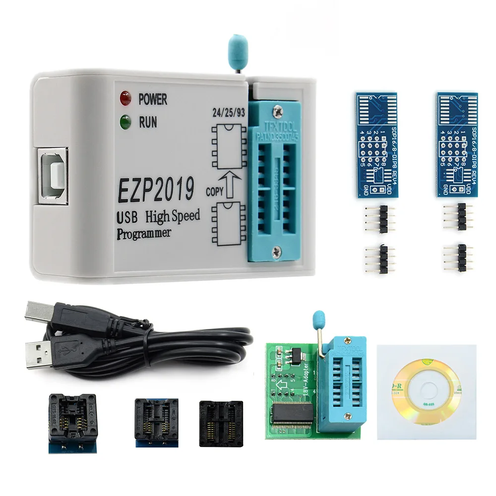 EZP2019 with 6 adapt Новейший EZP2019 высокоскоростной USB SPI программатор+ 5 адаптеров Поддержка 24 25 93 EEPROM 25 флэш-чип биос+ SOIC8 зажим - Цвет: EZP2019 with 6 adapt