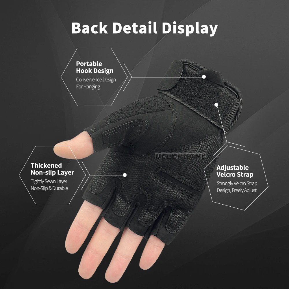 

Half Finger Bicycle Gloves Hard Knuckles Hand Protective Men's Cycling Gloves Fingerless Durable Black Military Tactical Gloves