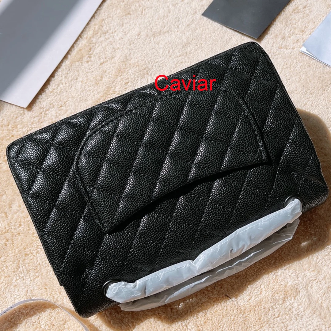 

High-quality Caviar Cowhide Single Shoulder Bag Classic Exquisite Super Soft Sheepskin Handle Lady Luxury Brand Designer Chain B