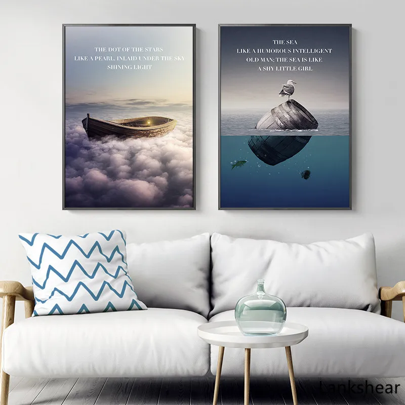Современные картины с изображением Морского Пейзажа лодки птицы ранней маслом