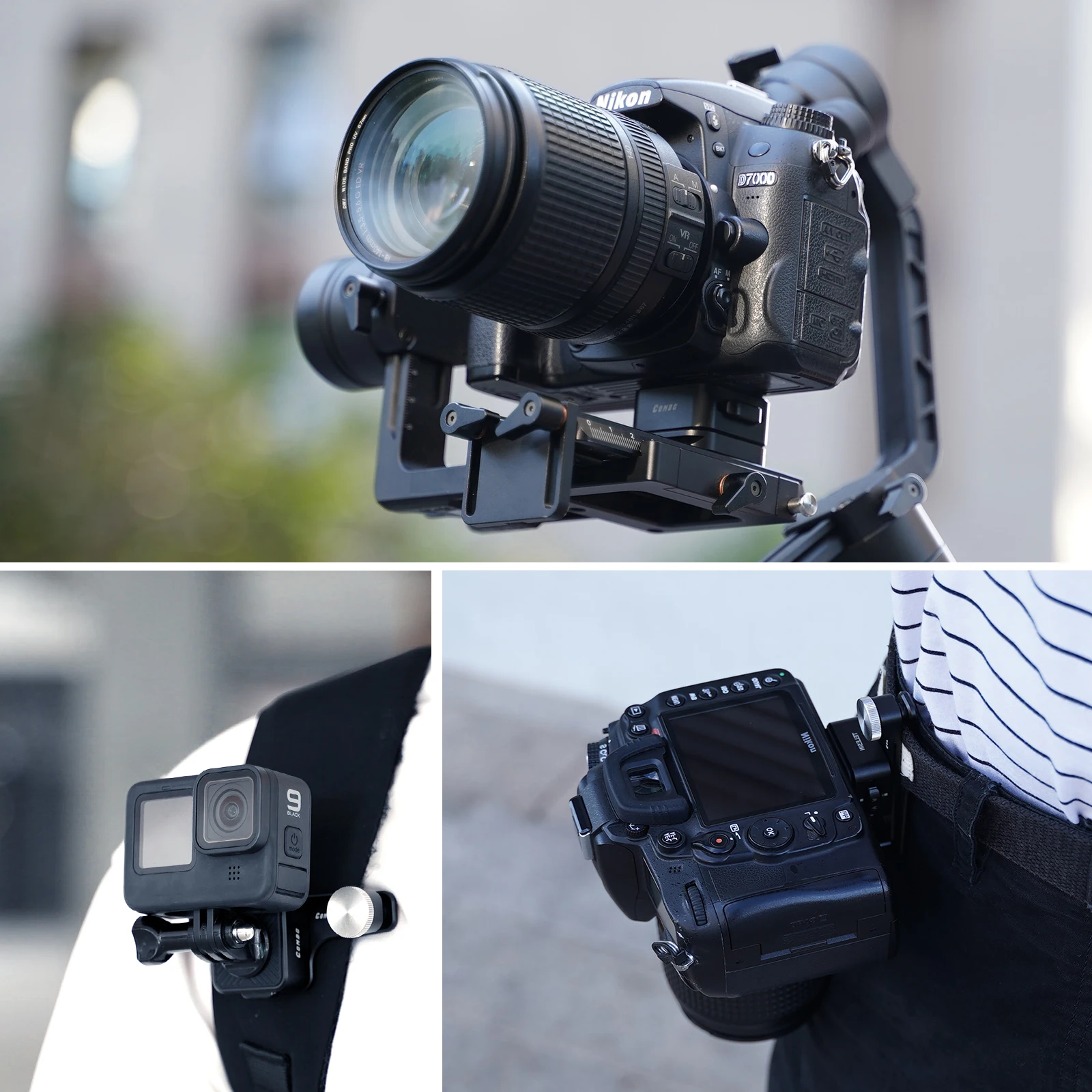 

TELESIN Tripod Monopod Quick Release Plate Arca Swiss Shoulder Strap Clamp For GoPro Hero 9 8 7 Insta360 Osmo Action Camera DSLR