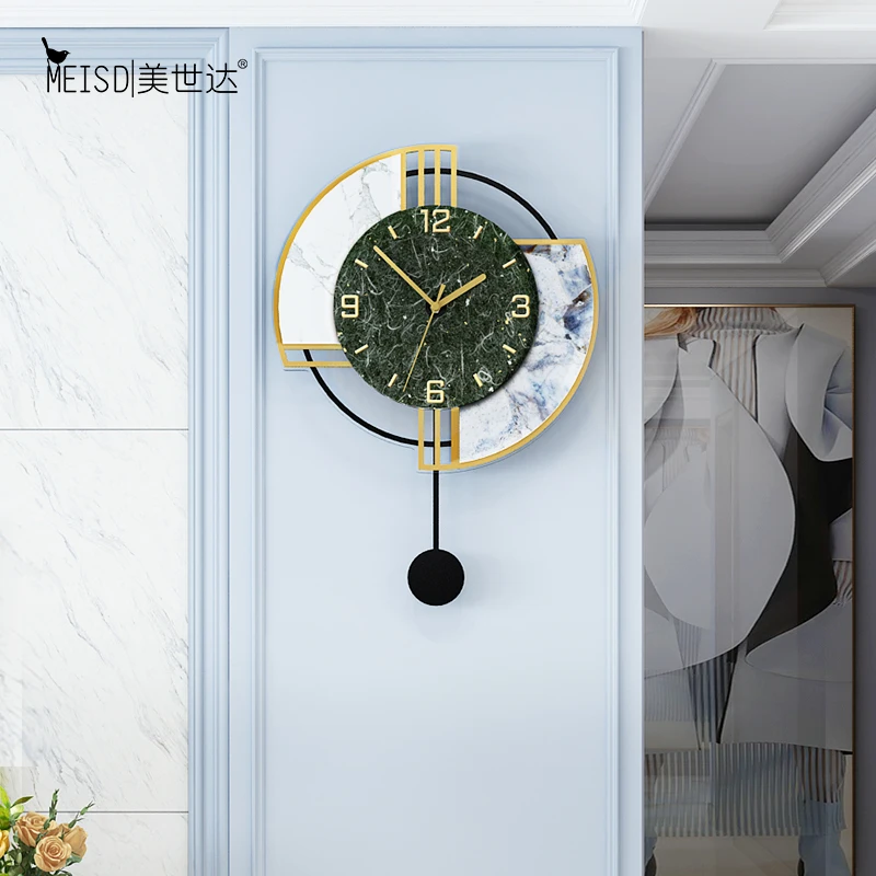 

Marbling Acrylic Decorative Pendulum swingable Wall Clock Modern Design Living Room Home Decoration Wall Watch Hanging Clock