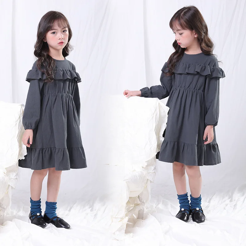 Детские платья для девочек осенне-весенние принцессы в английском стиле 2019 |