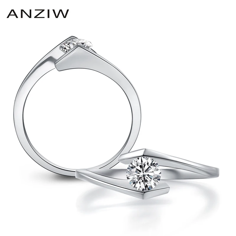 ANZIW классическое кольцо Sona Solitaire с сердечками и стрелами круглое для | Кольца -32651266074