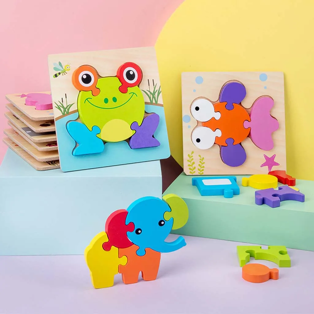 Игрушки для детей деревянные животные Пазлы малышей 1 2 3 лет мальчики девочки