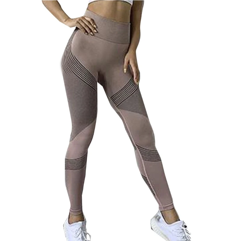 

Women High Waist Butt Lift Workout Leggings Striped Gym Sports Tights Yoga Pants