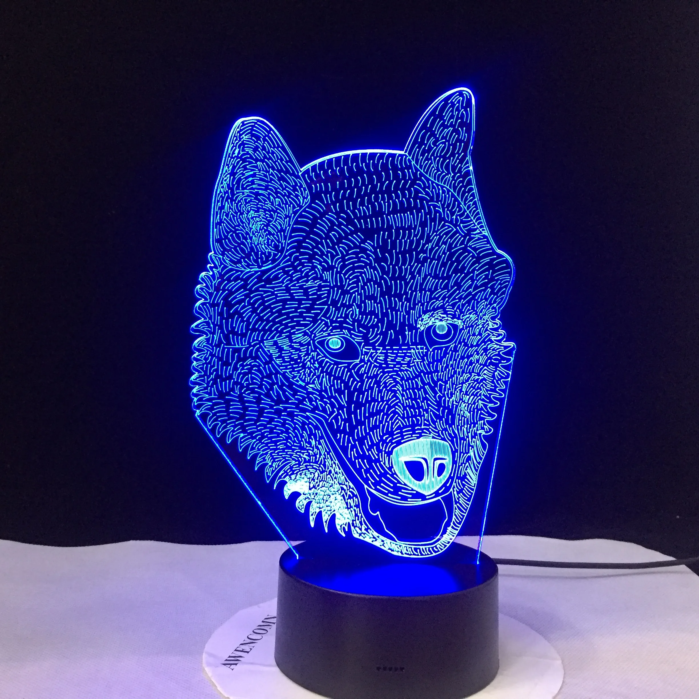 3D Светодиодная лампа Husky Dog светодиодные ночные светильники со встроенной