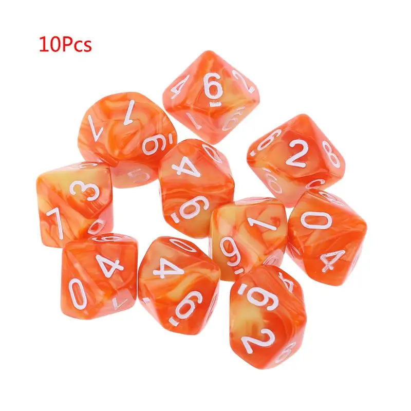 10pcs/set 10 Sided D10 Polyhedral Dices Numbers Dials Desktop Table Board Game | Спорт и развлечения