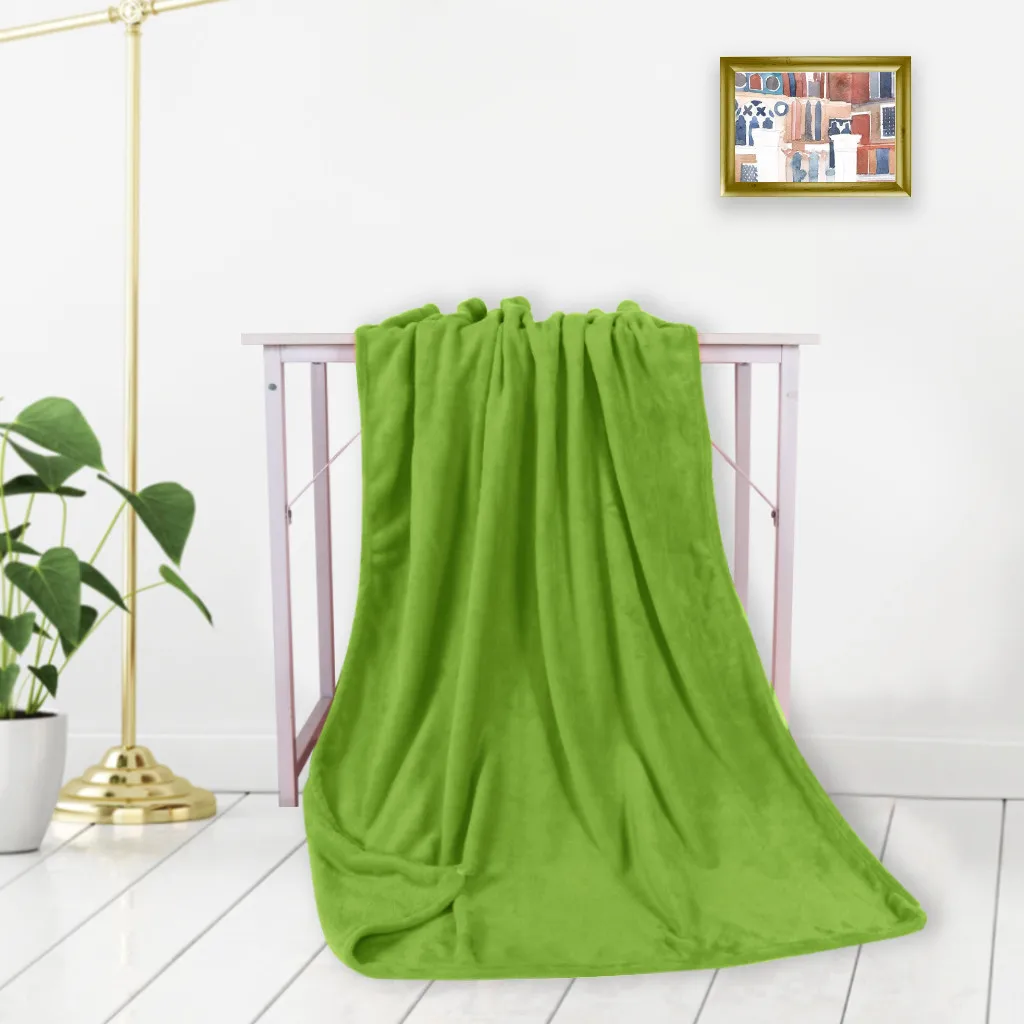 Фланелевое одеяло однотонное мягкое для гостиной спальни кондиционер кровать