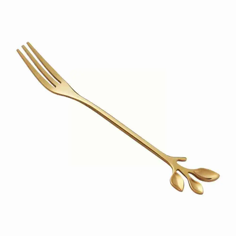 

Creative Branch Leaves Spoon Fork Steel Coffee Stirring Teaspoon Spoon Kitchen Bar Accessories Fruit Fork Tableware Z8G2