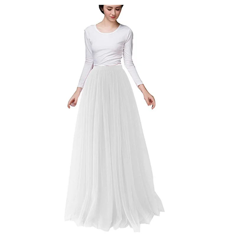 Длинная юбка из шифона и тюля мягкая розовая для свадьбы женское 2 слойное