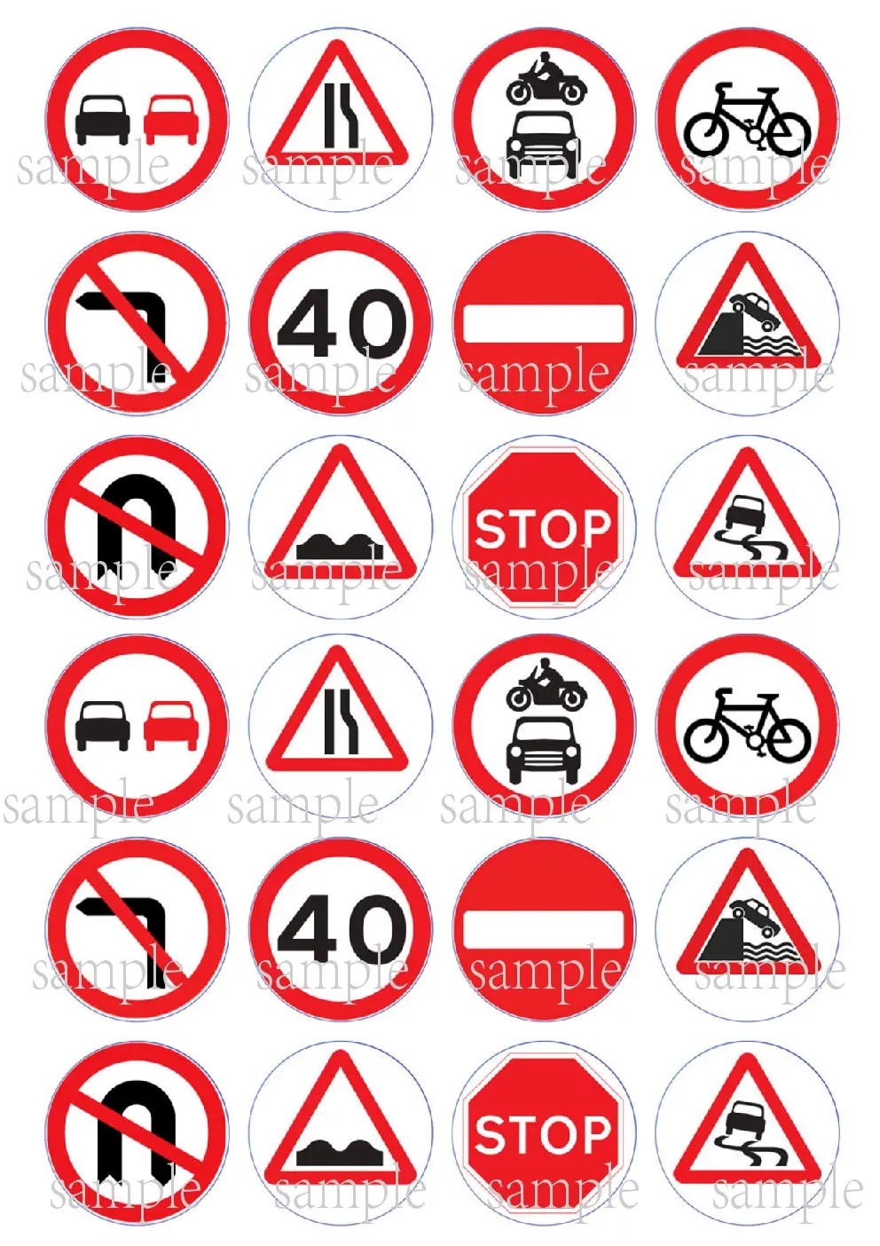 24 дорожные знаки съедобный торт Топпер вафель рисовая бумага кекс стандартная