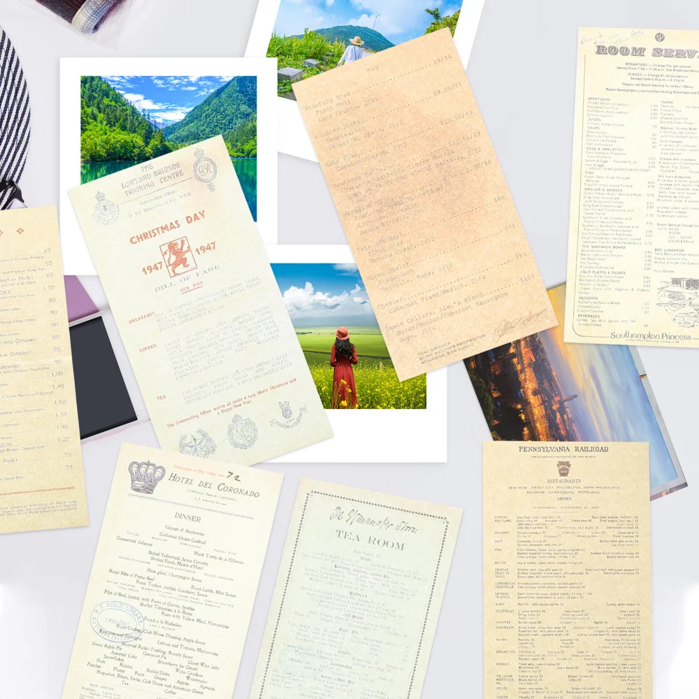 

4 Sets Retro Printing Paper Journal DIY Material Paper Hand Account Craft Paper