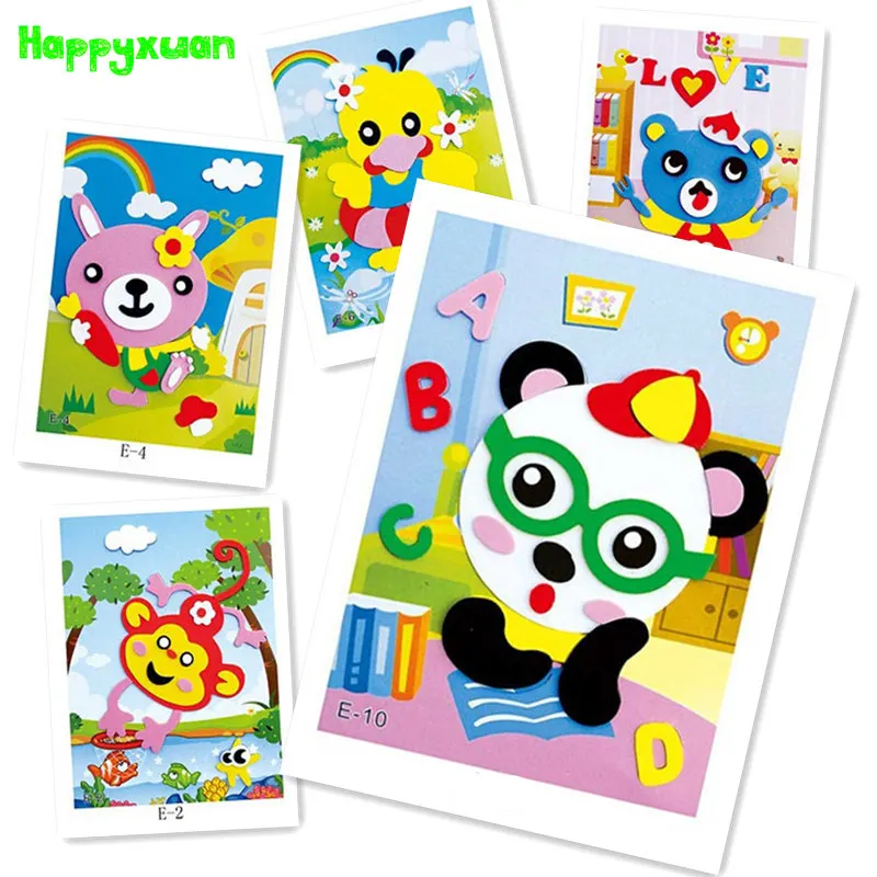 Happyxuan 20 дизайнов/Партия DIY мультфильм животных 3D стикеры с пеной эва головоломки
