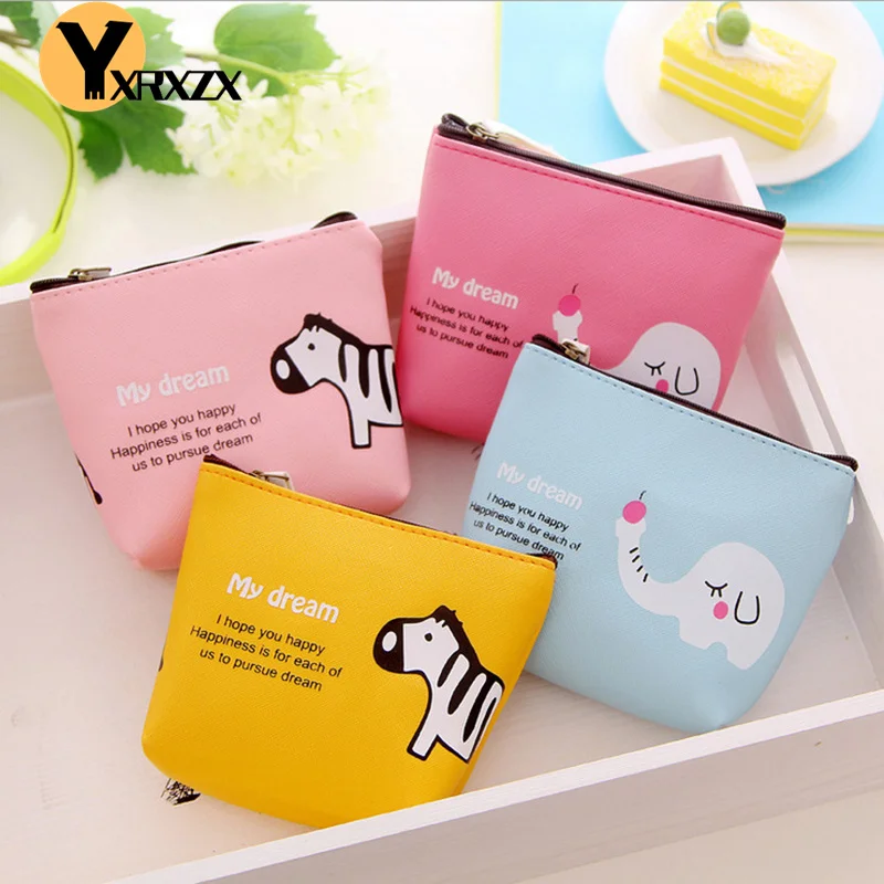 

Cute Mini Coin Pouch Girls Cartoon Zebra Elephant Pattern Kawaii Canvas Children Purse Women Key Credit Card Storage Wallte