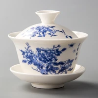 90ml china hand painted tea setdehua high quality white porcelain gaiwan tea porcelain pot set for travel beautiful easy kettle