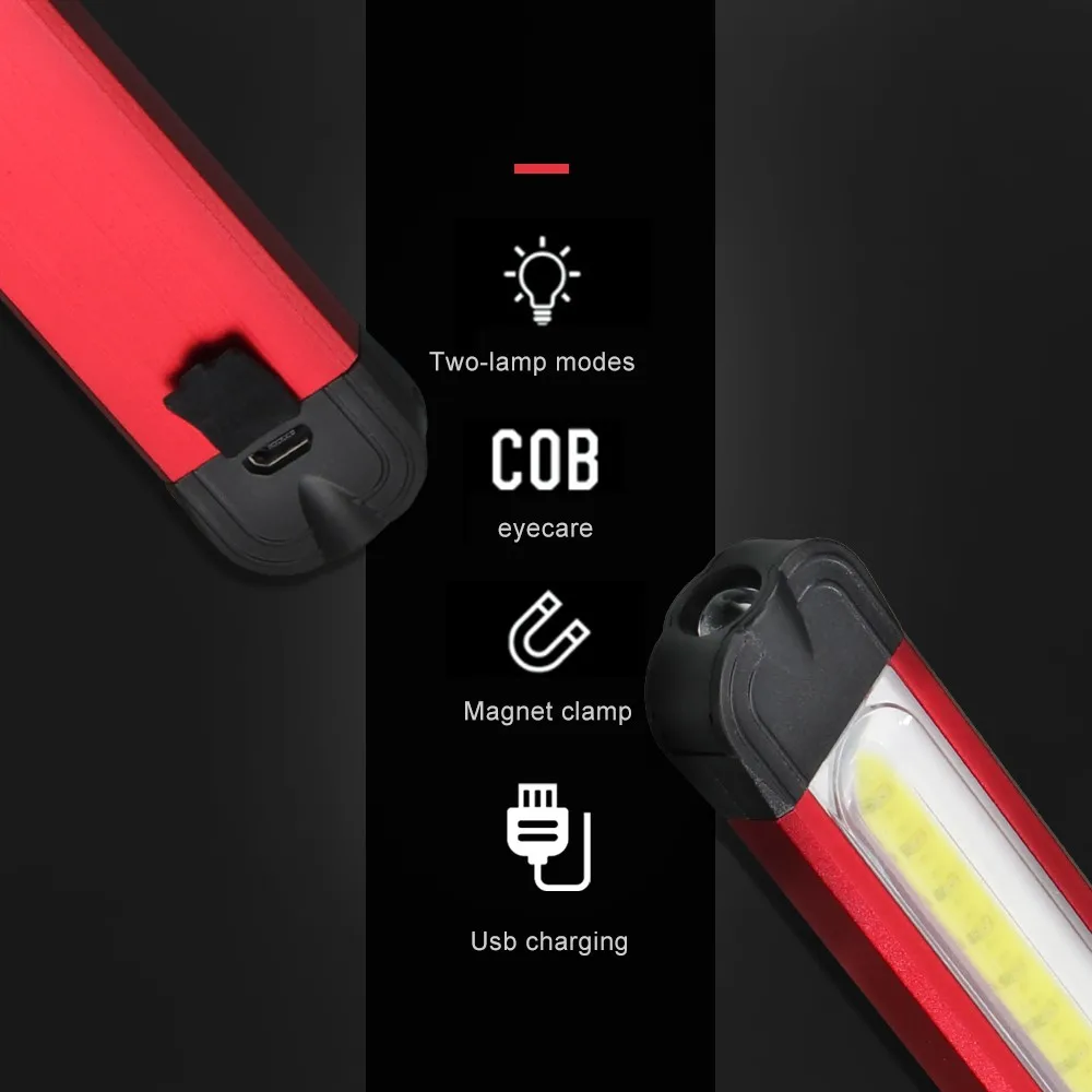 COB светодиодный мини-светильник-ручка, магнитный Перезаряжаемый USB Рабочий фонарь, светильник-вспышка, лампа, аксессуары для Рождественского украшения, инструмент Hom