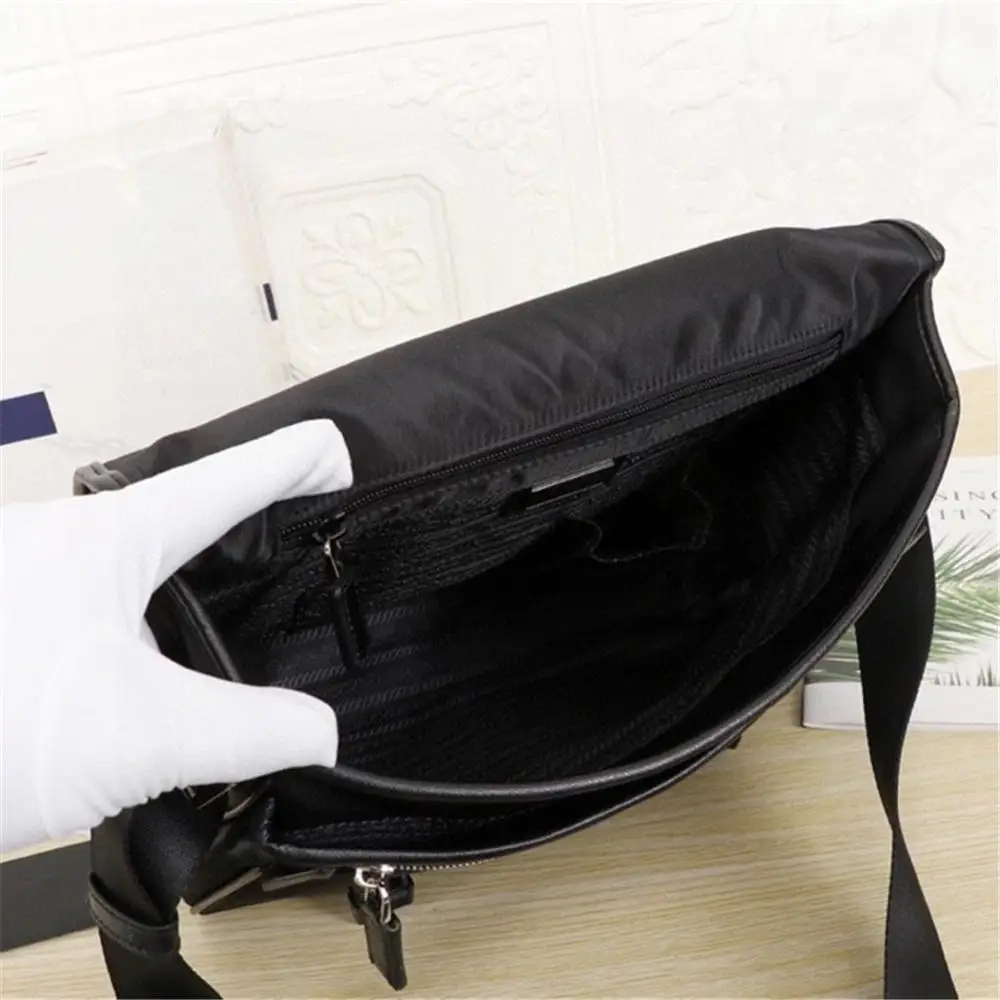 

Men's bag nylon bag small waterproof diagonal bag men's black zipper business bag