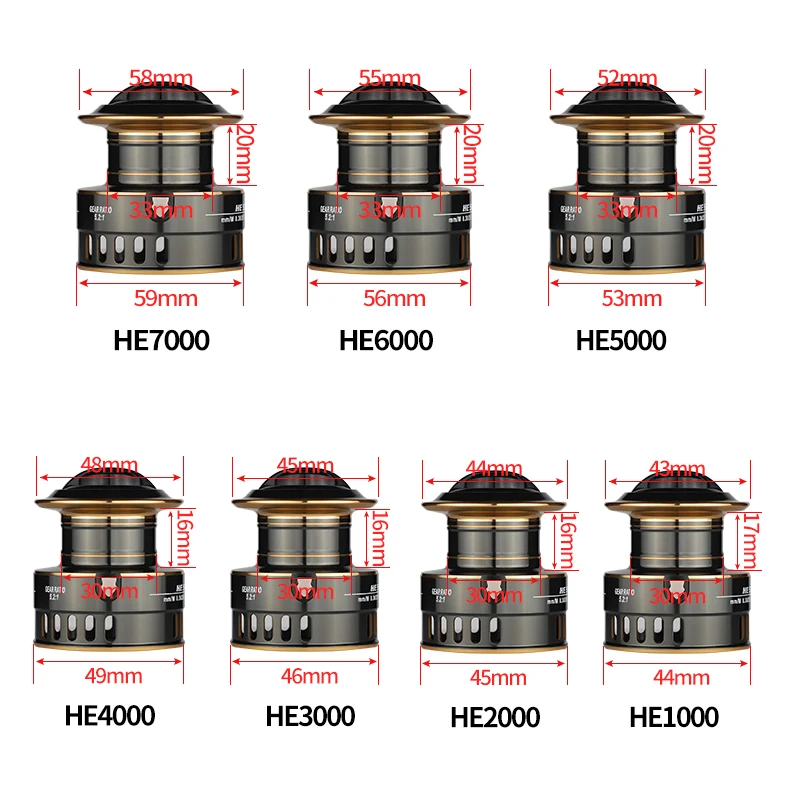 

HE1000-7000 Spinning Fishing Reel Max Drag 10kg 5.2:1 High Speed Metal Spool Handle Spinning Reel Saltwater Reel Carp Reel