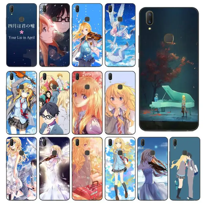 

YNDFCNB Japanese Anime Your Lie in April Phone Case for vivo Y91C Y11 17 19 53 81 31 91 for Oppo a9 2020
