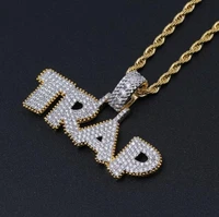 letters ice out zircon pendant necklace for men hip hop rock party jewelry