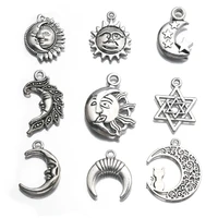 2pcs vintage silver color pentagram star charms beads diy bracelet pendant necklace accessories for womens gift jewelry making