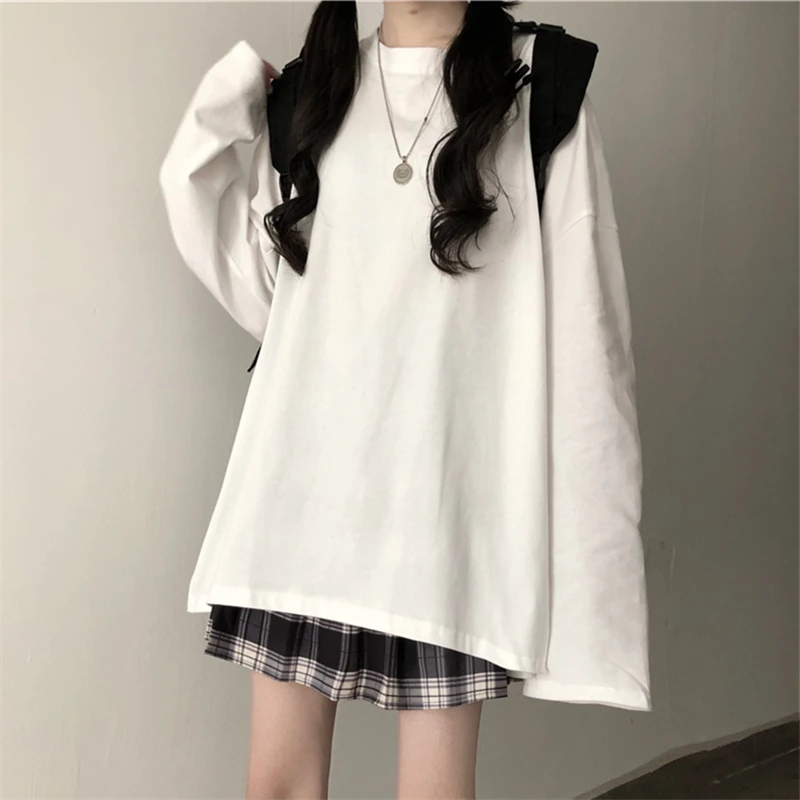

Long-sleeved T-shirt Women Spring and Autumn Korean-style Loose-Fit Harajuku Fashion Casual Crew Neck Long-sleeved T-shirt