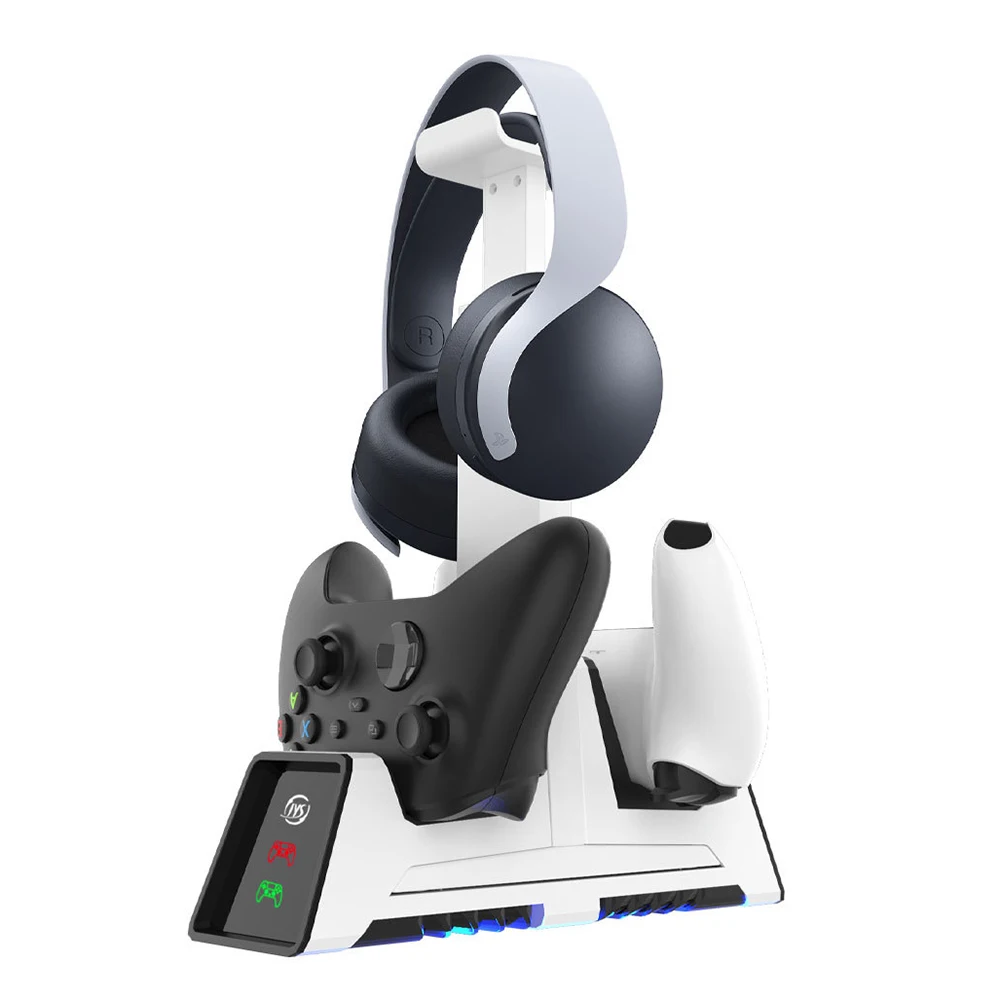

Multifunction Dual Controller Charger Power Dock Headphone Cradle Gamepad Holder Dustproof Portable Carrying Decor