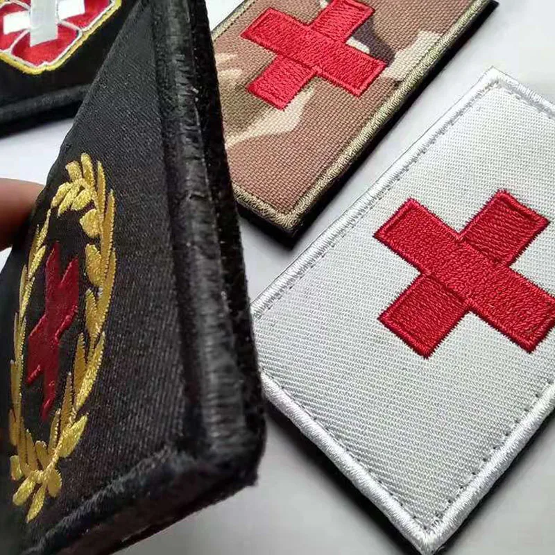 

Red Cross rescue team Tactics Mod badge embroidery Velcro patch tactical armband medical backpack jacket decorative cloth Badge
